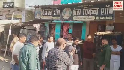 Bulldozers demolished meat shops in Chandauli VIDEO