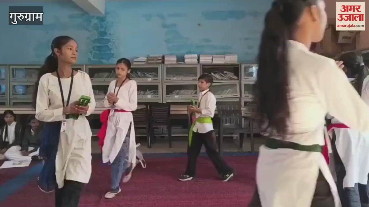 Gurugram Students perform a role play during the block-level science exhibition