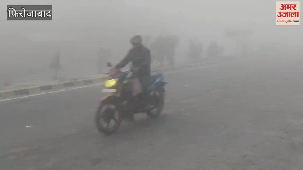 Dense fog covered Kasganj causing vehicles to move slowly on highway