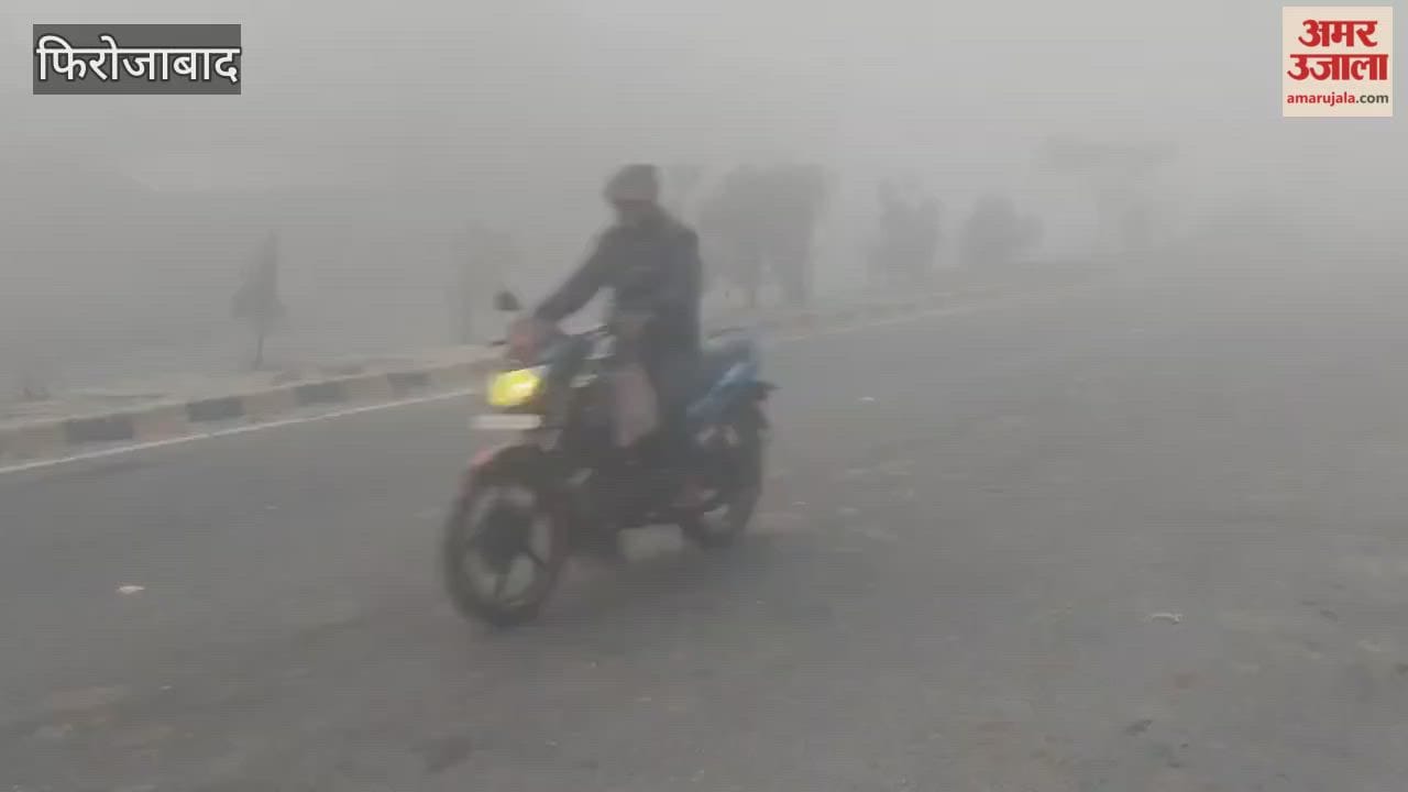Dense fog covered Kasganj causing vehicles to move slowly on highway