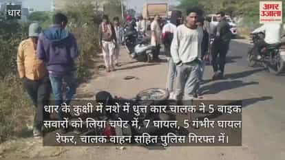 Dhar: Drunk car driver's rampage in Kukshi, hits 5 motorcyclists; 7 injured, 5 seriously injured and referred