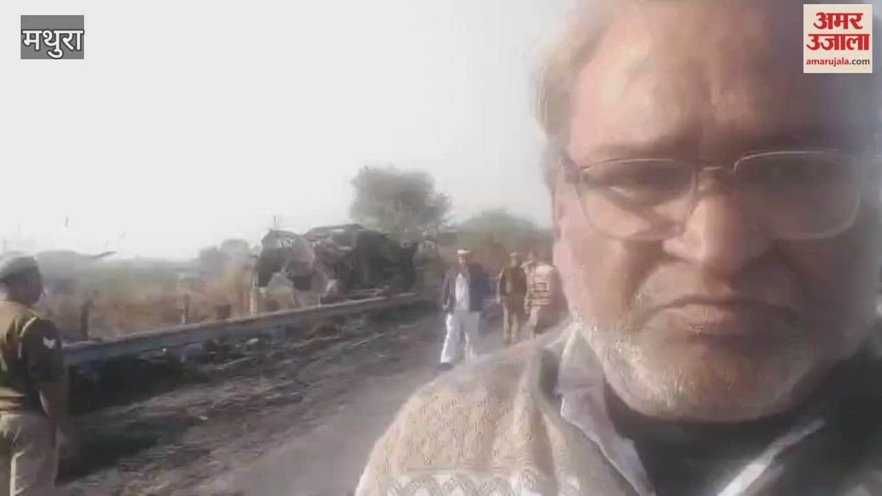 Senior Officials Review Damaged Vehicles at Yamuna Expressway Accident Site