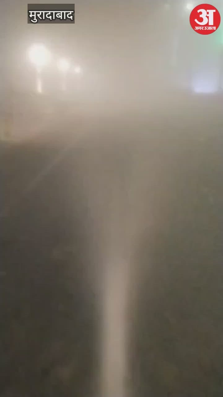 मुरादाबाद में छाया कोहरा, हाईवे पर यातायात की रफ्तार धीमी