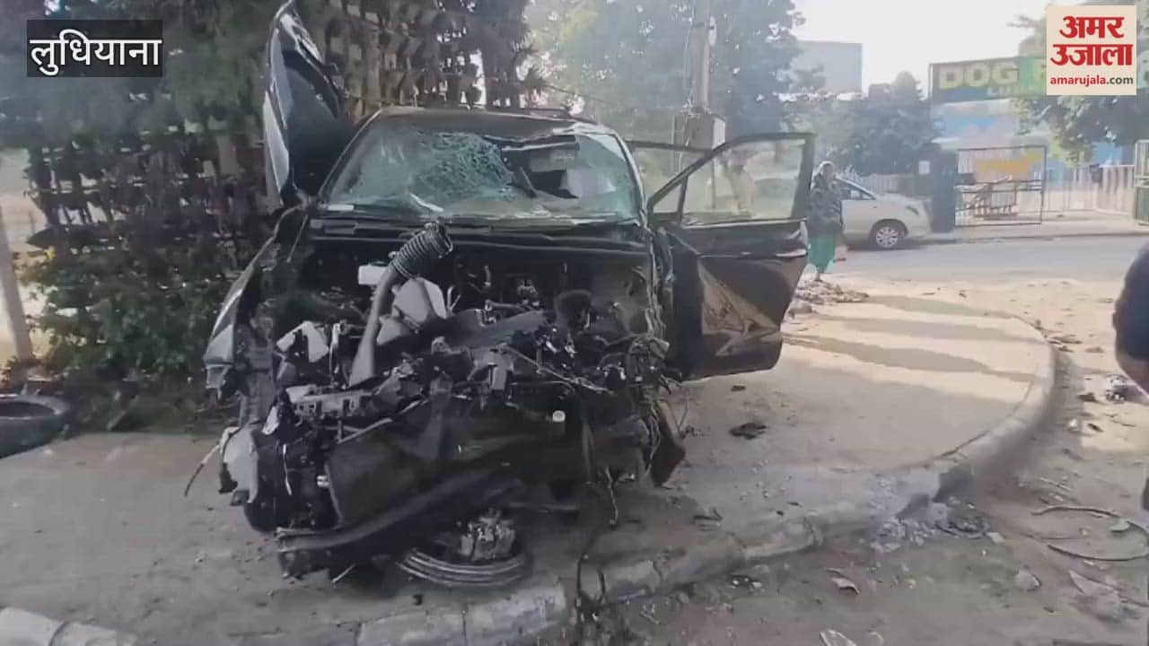 An out-of-control car crashed into a flyover pillar in Ludhiana.