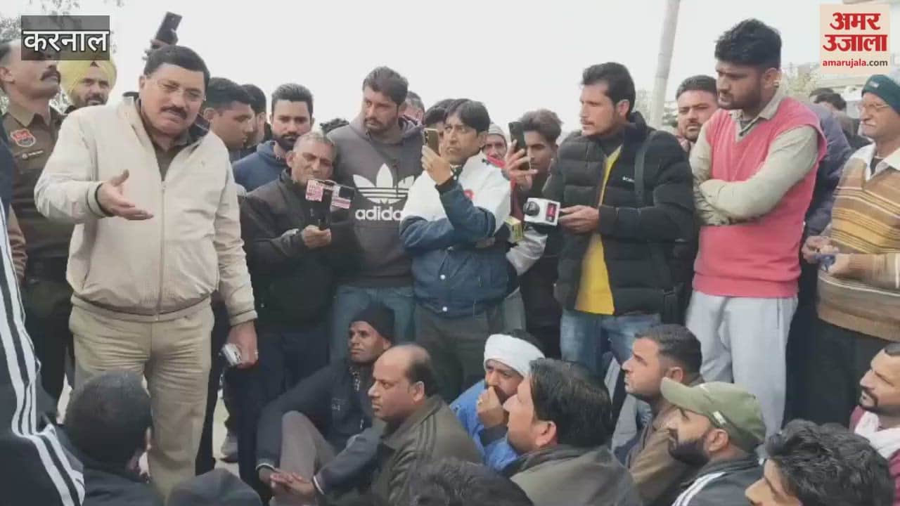 Villagers in Karnal, fed up with overloaded vehicles, blocked the road