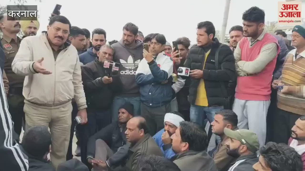 Villagers in Karnal, fed up with overloaded vehicles, blocked the road