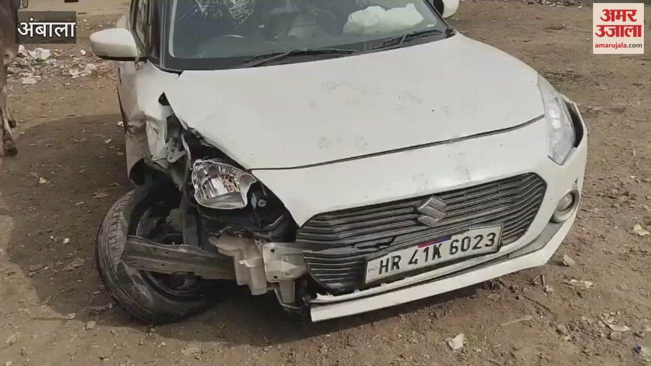 In Ambala, due to dense fog, an inspector's car went out of control and hit the divider; he narrowly escaped unhurt.