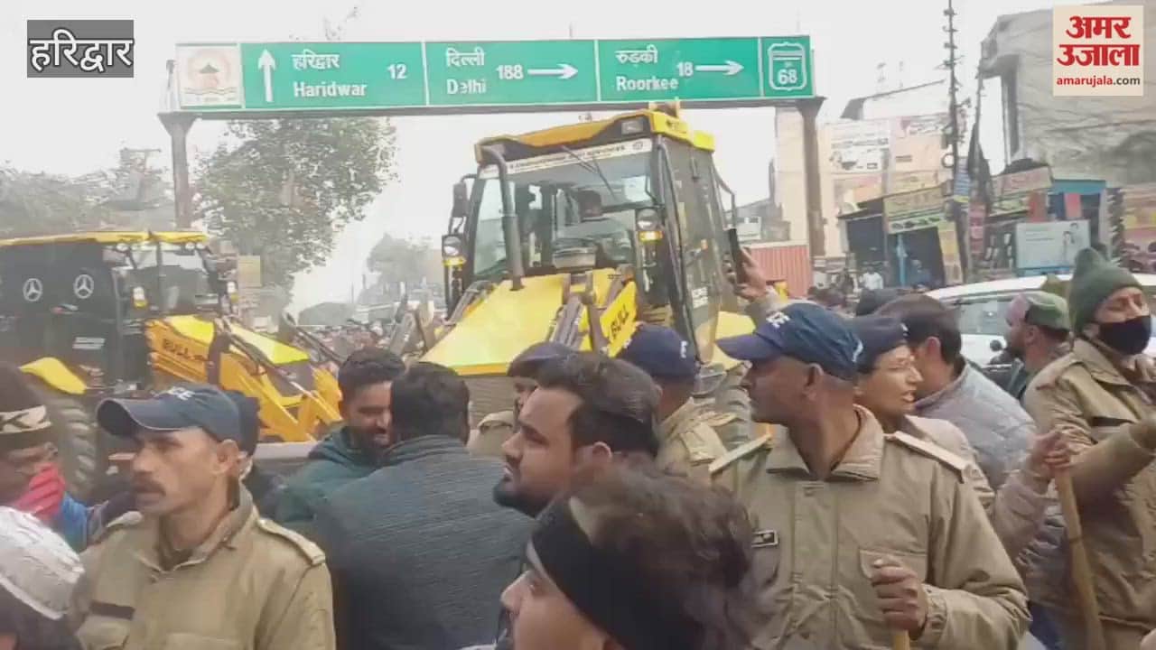Bulldozers demolish encroachments on Uttar Pradesh Irrigation Department land in Haridwar.