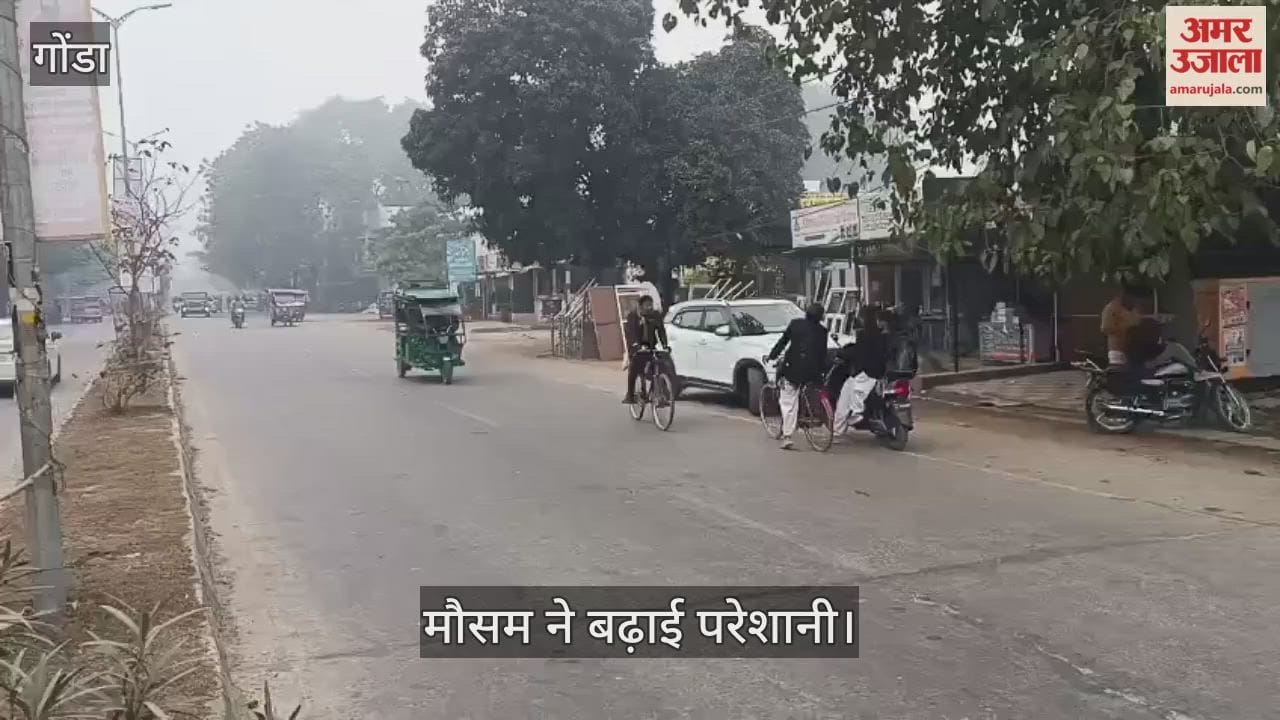 VIDEO: गोंडा में मौसम ने बढ़ाई परेशानी, दृश्यता कम होने से हो रही दिक्कत