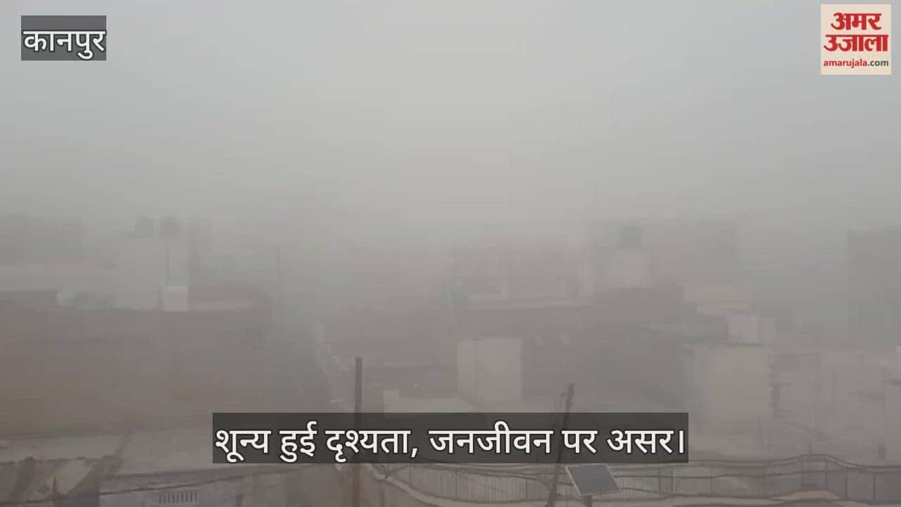 कानपुर: कोहरे की घनी चादर में कैद हुआ मंधना; सुबह ओझल हुए मकान और पेड़