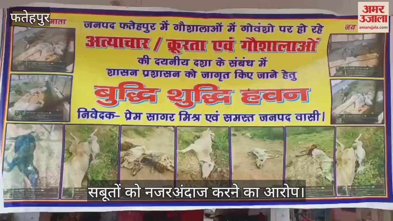 फतेहपुर: गोवंशों की दुर्दशा पर आचार्यों का 'हनुमान चालीसा' पाठ, प्रशासन की बुद्धि-शुद्धि के लिए दी आहुति