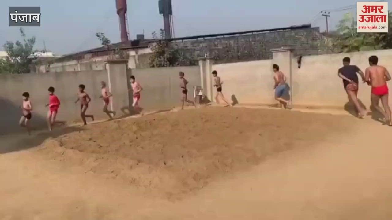 Children are learning wrestling techniques in Chak Hakim village of Phagwara.
