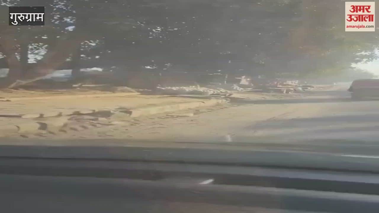 Sector-52 road in Badshahpur is encroached upon Slums and temporary shops have narrowed the road.