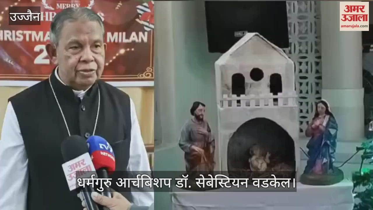 Carol songs  echoing, Lord Jesus born at 12 o'clock tonight, churches decorated with lights