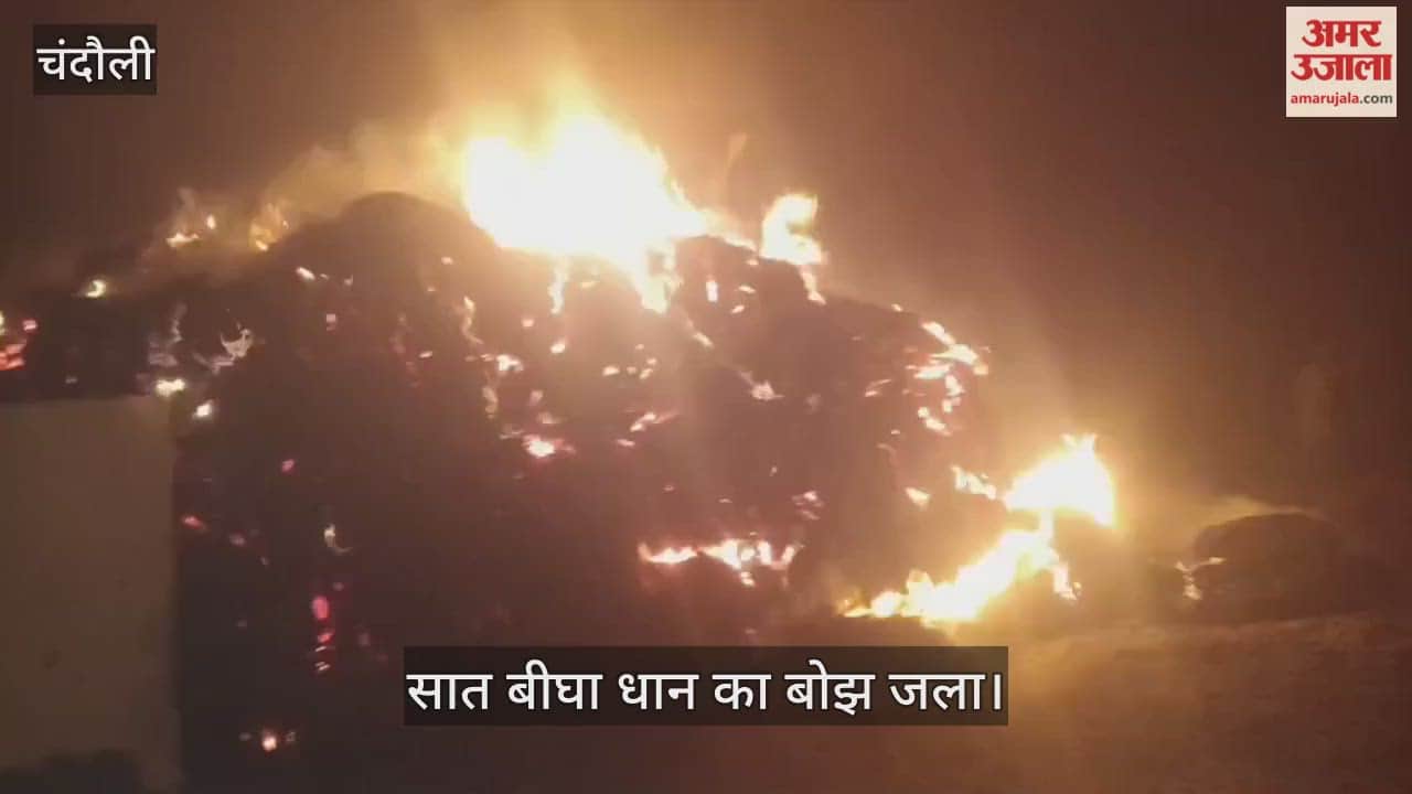 Chandauli seven bighas of harvested paddy crop were destroyed in fire