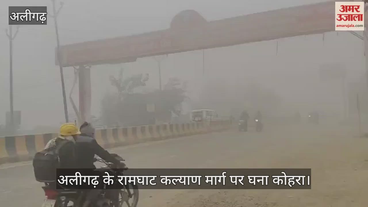 अलीगढ़ के रामघाट कल्याण मार्ग पर घना कोहरा