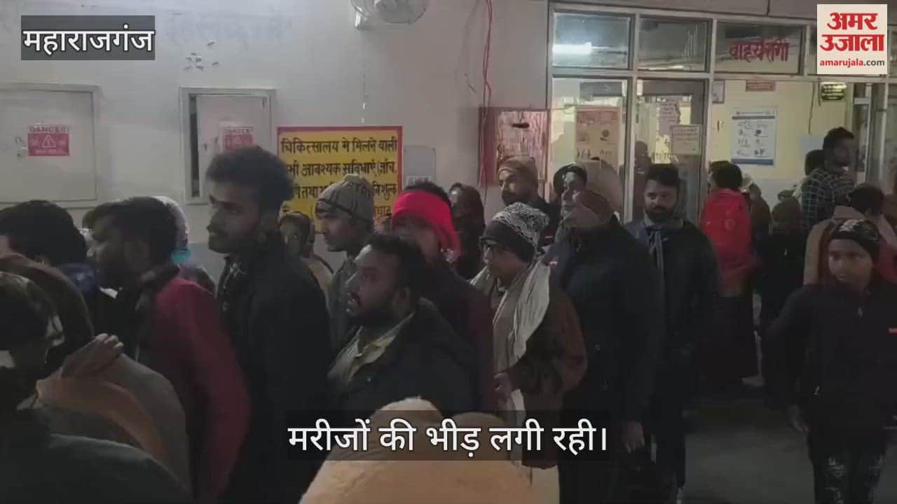 Crowd of patients in the district hospital, long queue of patients