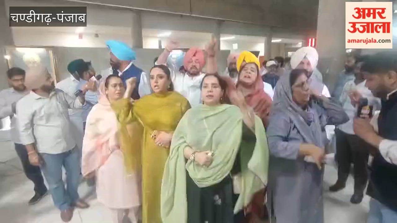 AAP's women MLAs raised slogans in the assembly premises.