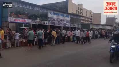Crowds gathered at a gas agency in Noida to buy cylinders