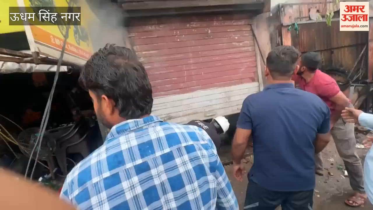Three bicycle repair shops near the main intersection in Kashipur caught fire