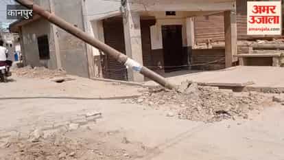 Kanpur: KESCO Pole Falls on Shops; Disaster Averted
