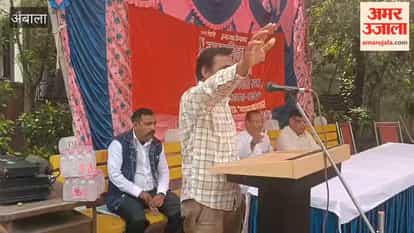 Employees sit on dharna in Ambala in protest against the outsourcing of sanitation work.