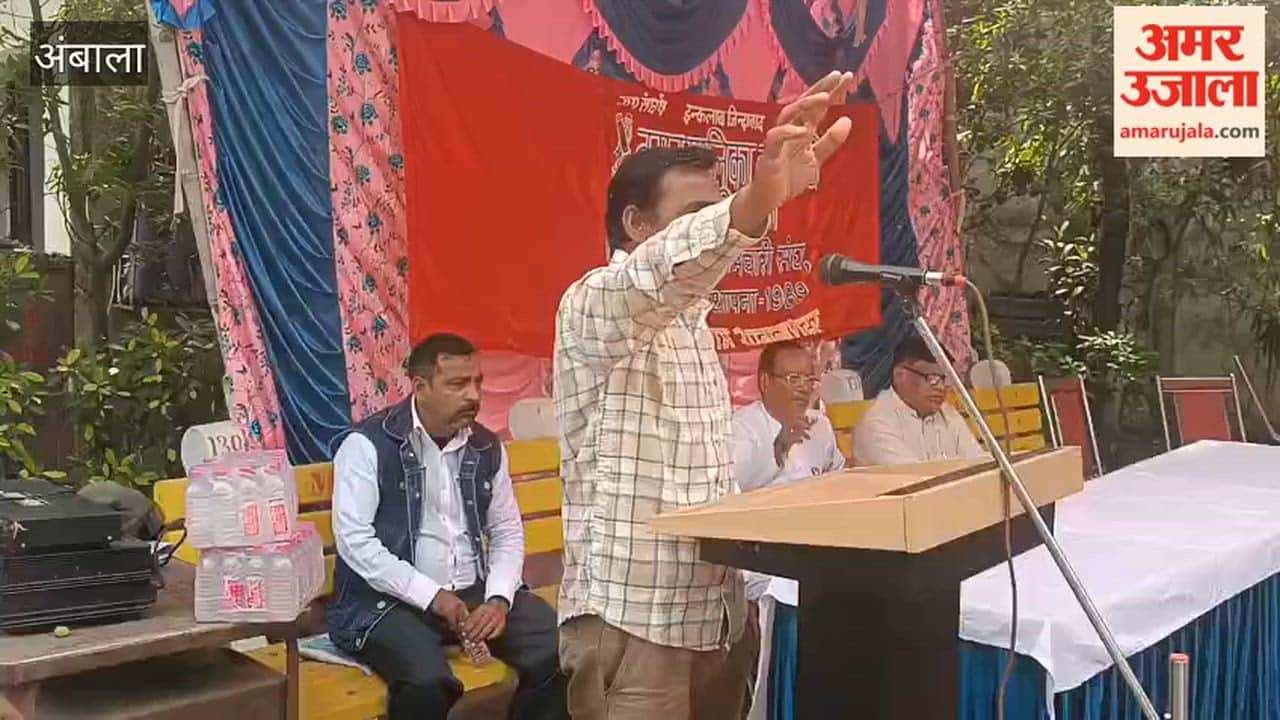 Employees sit on dharna in Ambala in protest against the outsourcing of sanitation work.