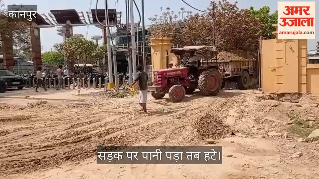 कानपुर: धूल से परेशान दुकानदार का गांधीवादी विरोध; मिट्टी ढो रहे ट्रैक्टर के आगे लेटे पूती शुक्ला