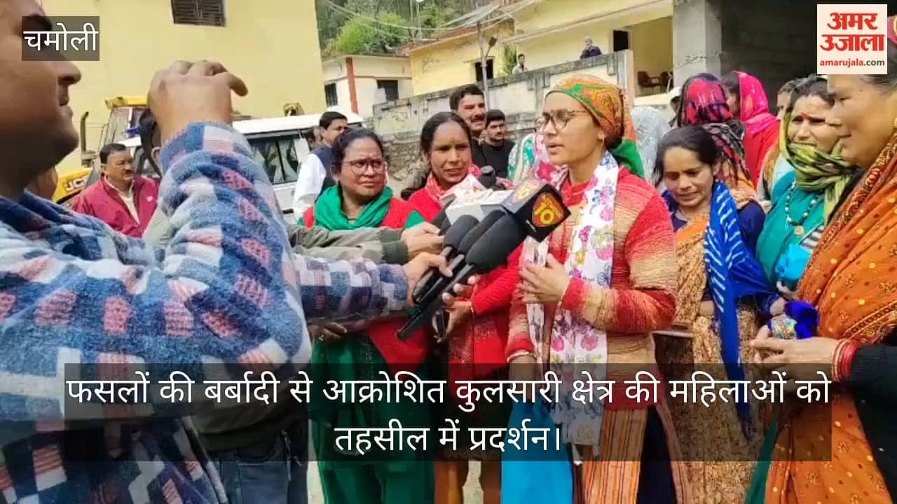 Women from Kulsari outraged by crop destruction, stage a protest at Tehsil office Chamoli