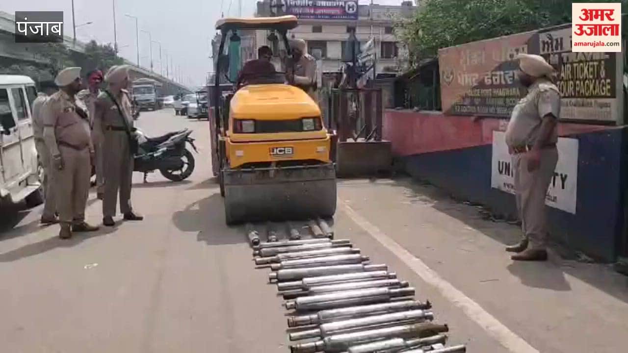 Phagwara Traffic Police removed the silencers from 25 motorcycles and ran a bulldozer over them.