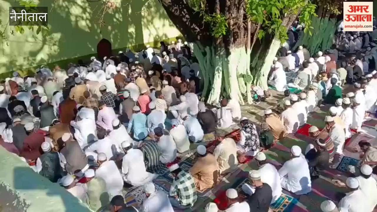 Worshippers present for Eid prayers at Haldwani Idgah