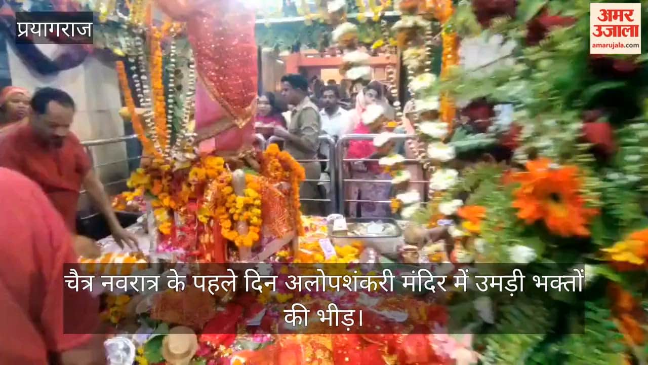 On the first day of Chaitra Navratri, a large crowd of devotees gathered at the Alopshankari temple