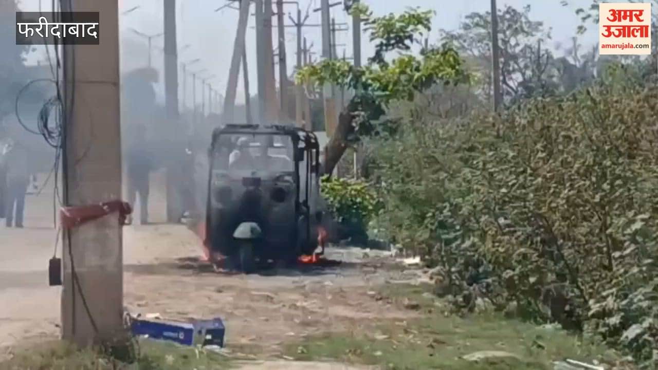 Auto Driver Sets His Own Vehicle on Fire in Faridabad