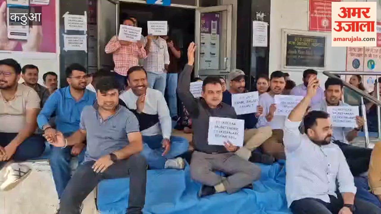 Health workers protest over two and a half day salary cut, strike continues in GMC Kathua