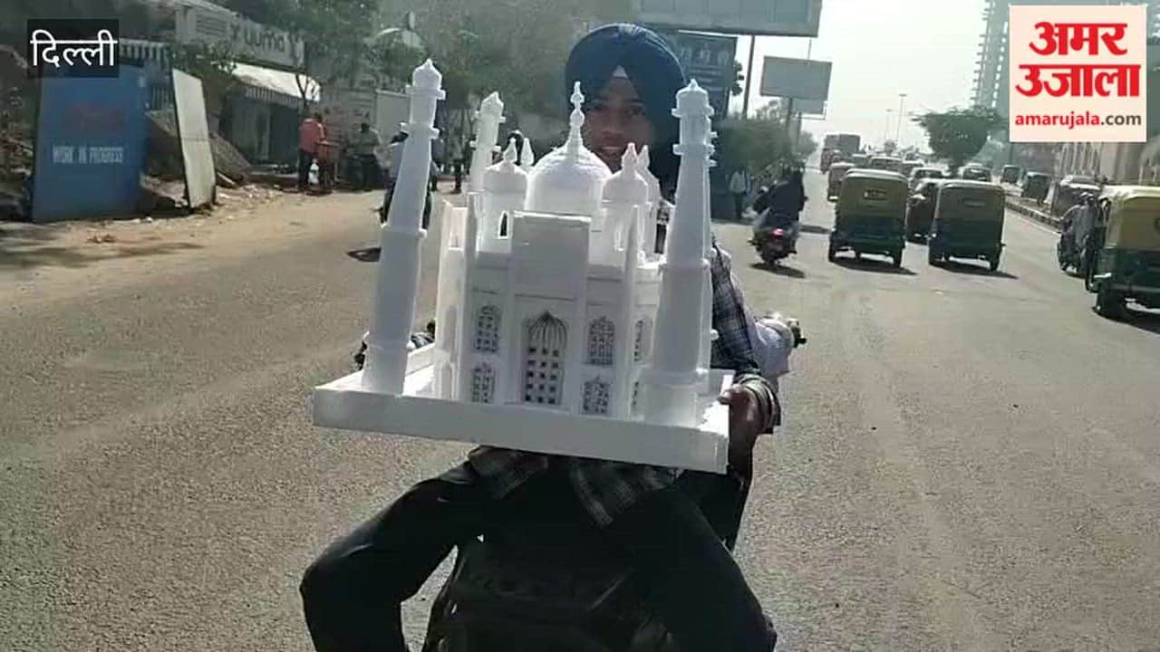 An 11th grade student was spotted carrying a replica of the Taj Mahal as a school project