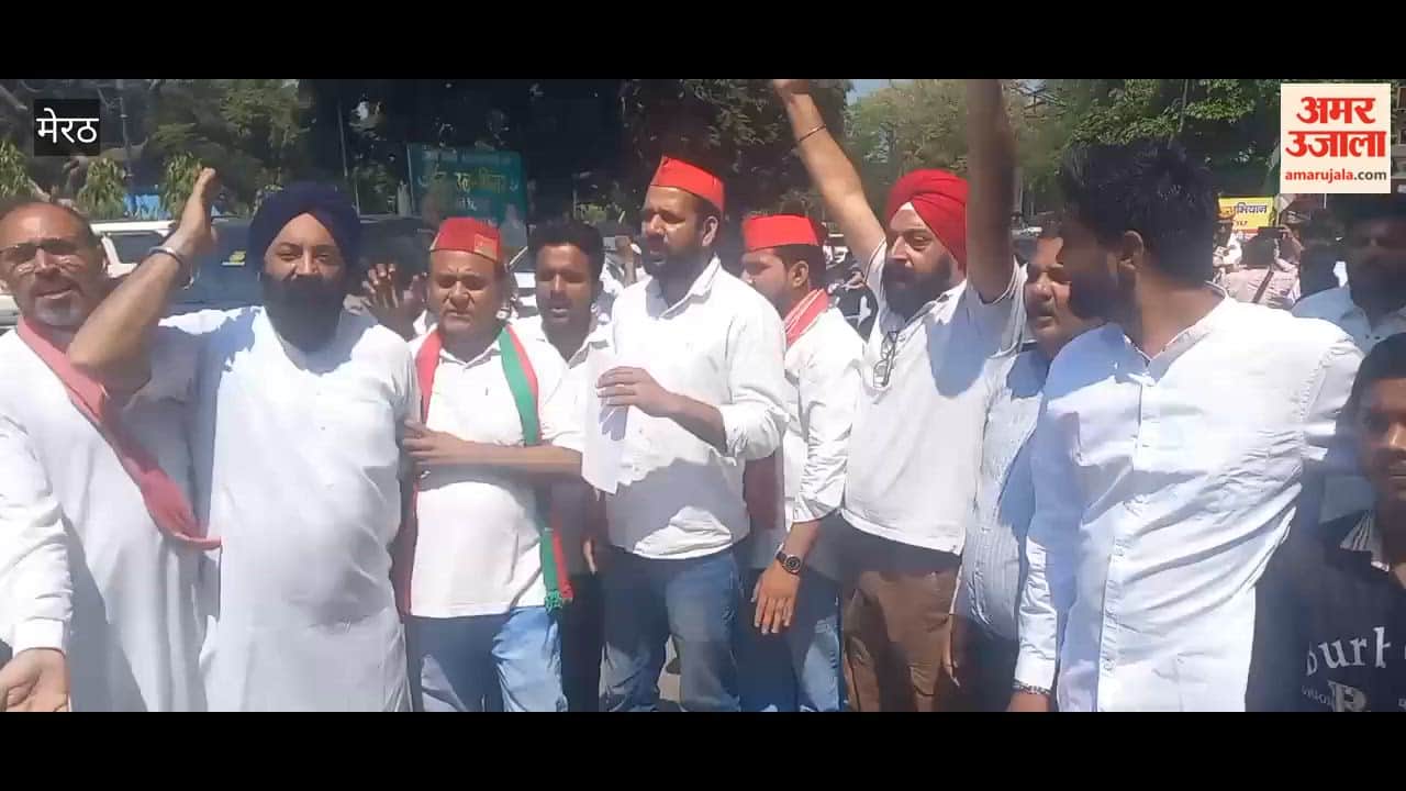 SP Workers Protest at Commissioner Chowk Demanding Action Over Vandalism of Babasaheb Ambedkar Statue in Sardhana