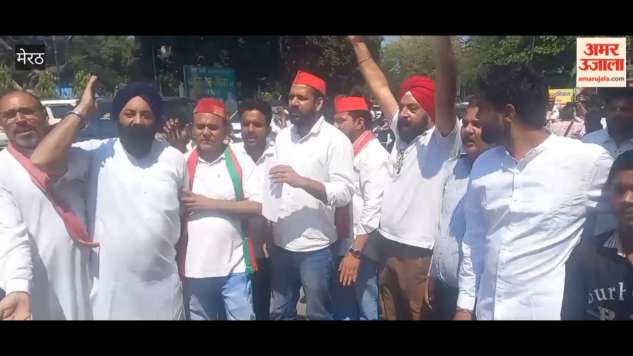 SP Workers Protest at Commissioner Chowk Demanding Action Over Vandalism of Babasaheb Ambedkar Statue in Sardhana