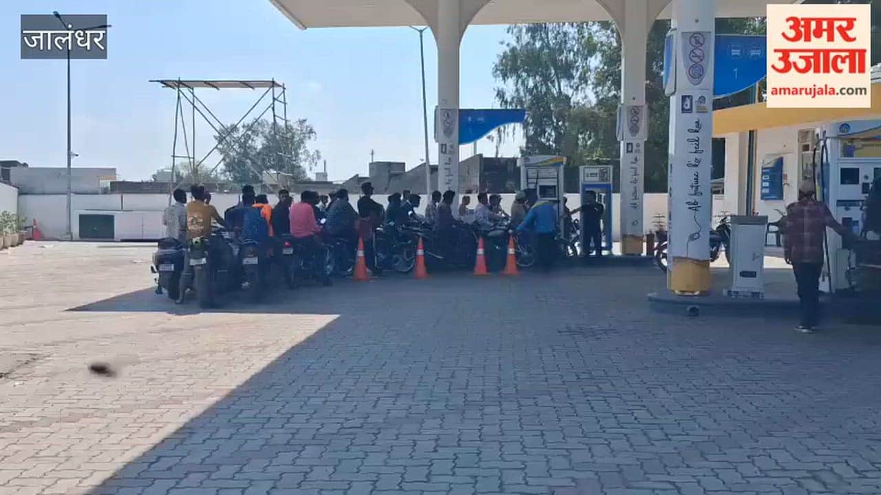 Queues at petrol pumps located in the rural areas of Jalandhar.