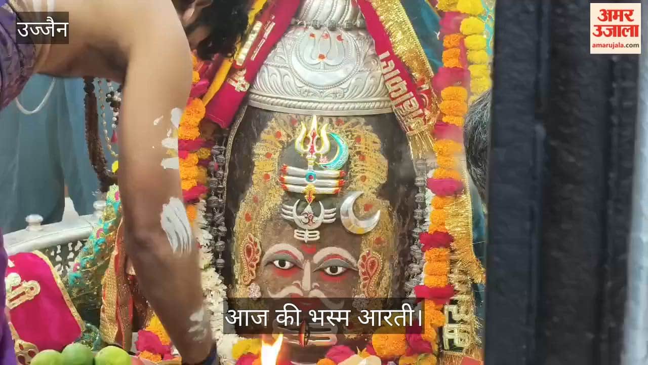 Baba Mahakal, adorned Tripund, Trinetra moon forehead, gave darshan divine during Bhasma Aarti.