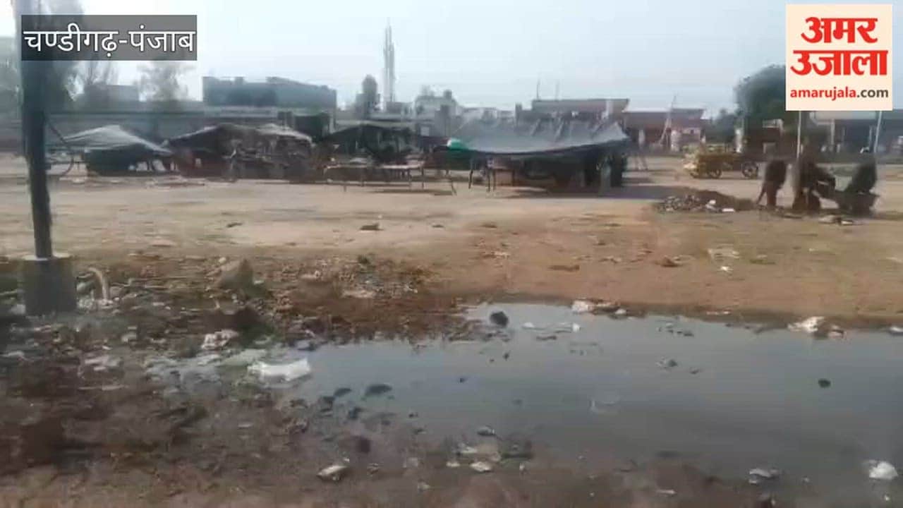 Heaps of garbage at the main grain market of Ferozepur city.
