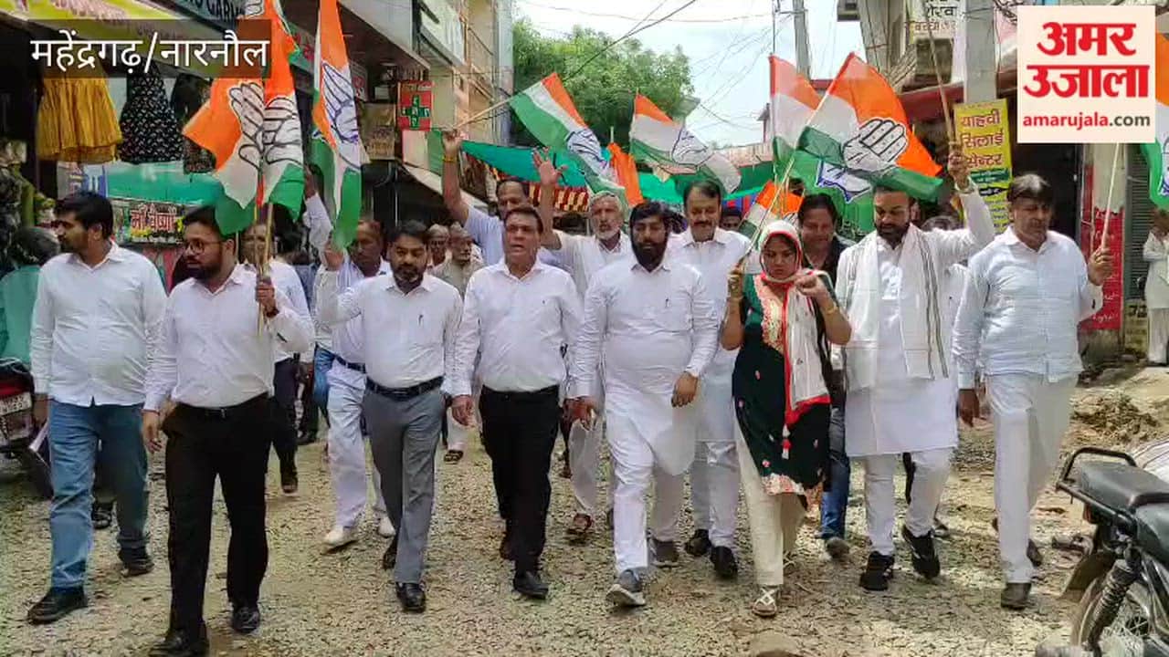 Congress Stages Protest in Narnaul Over Road Construction
