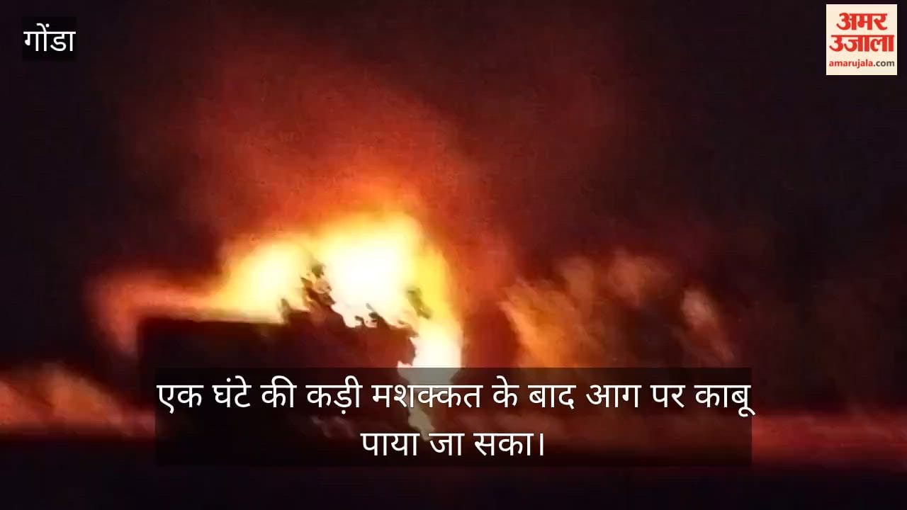 VIDEO: कंटेनर में खाना बनाते समय लगी आग, दो लाख का सामान जला