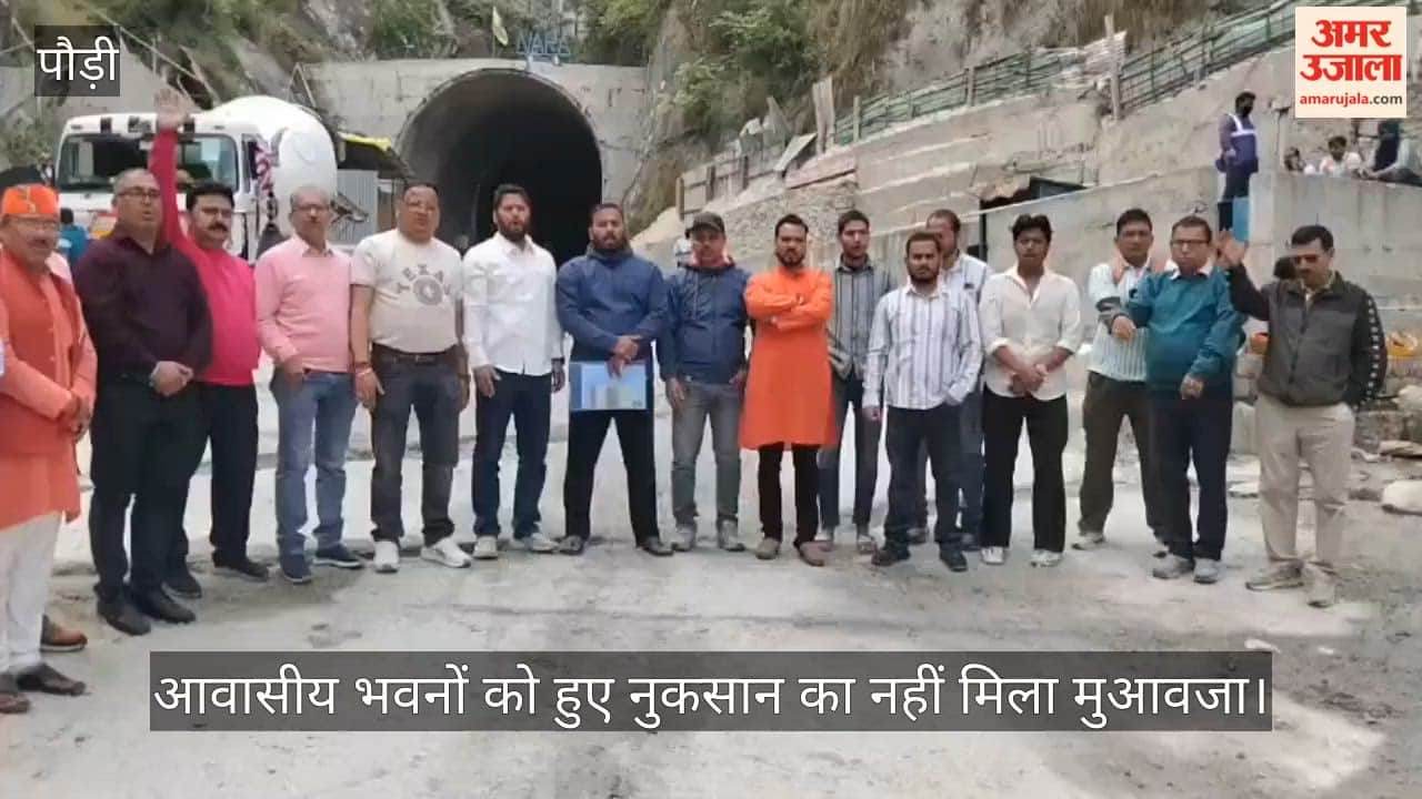 Affected families and traders halted the railway's work Srinagar Garhwal