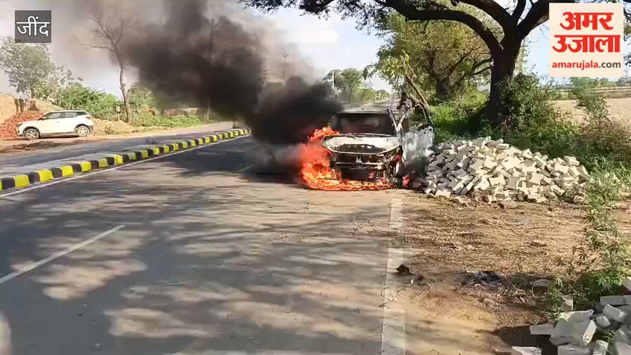 Electric car catches fire near Brahmanwas village