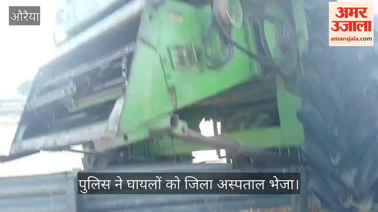 Auraiya Dumper Collides with Two Combine Harvesters on Expressway One Dead Five Injured