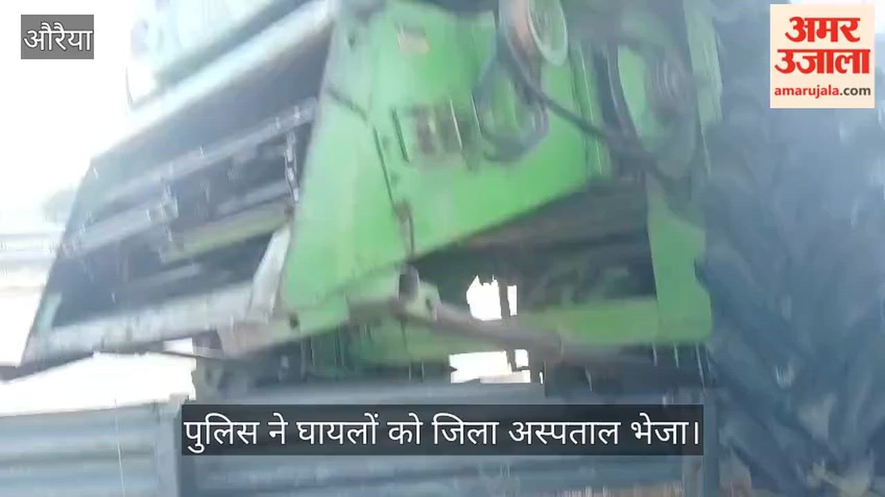 Auraiya Dumper Collides with Two Combine Harvesters on Expressway One Dead Five Injured