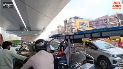 Long traffic jam caused by repair work under the Bhangel elevated road.