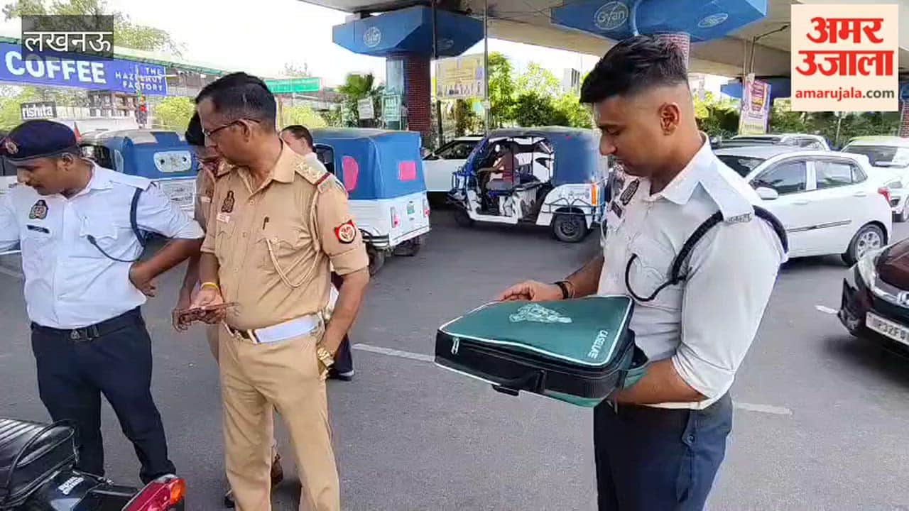 लखनऊ में बिना नंबर चल रही गाड़ियों के खिलाफ पॉलीटेक्निक चौराहे पर चला अभियान, कई वाहनों के कटे चालान
