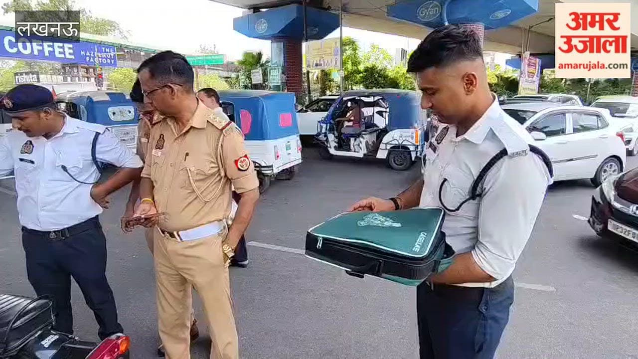 लखनऊ में बिना नंबर चल रही गाड़ियों के खिलाफ पॉलीटेक्निक चौराहे पर चला अभियान, कई वाहनों के कटे चालान