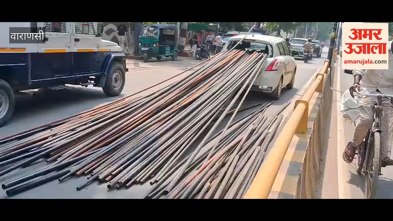 Iron pipe pierces car, bank employee survives